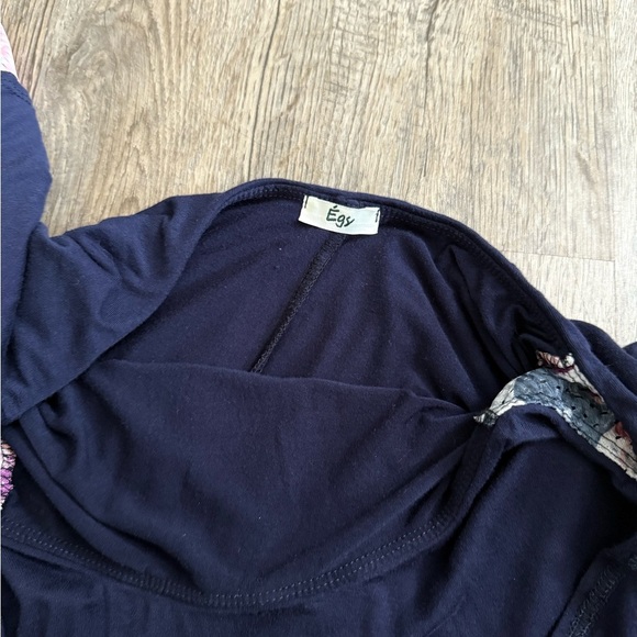 Eloges • Navy & Floral Lace Ruffle Off Shoulder Dress - Picture 10 of 16